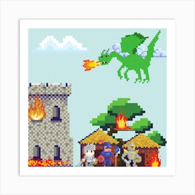 Fighting the dragon Art Print