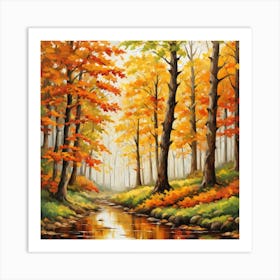 Forest In Autumn In Minimalist Style Square Composition 356 Art Print