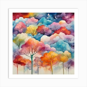 Colorful Trees Art Print