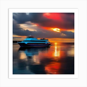 Sunset On A Ferry 25 Art Print