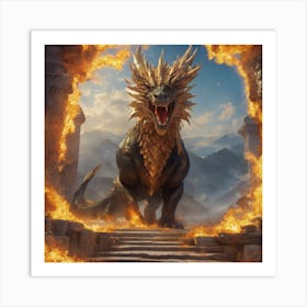 Dragon In Fire Art Print