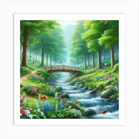 Bridge In The Forest 1 Art Print