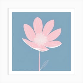 A White And Pink Flower In Minimalist Style Square Composition 357 Art Print