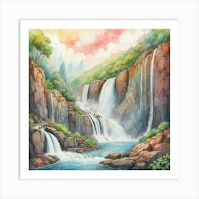 Waterfall Painting Art Print