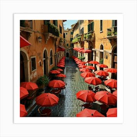 Default Red Umbrellas In Italy Art 2 Art Print