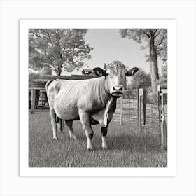 Cow In The Field Art Print