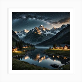 Spooky Night In The Mountains Art Print