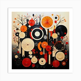 'Circle Of Life' - Abstract Flowers Art Print