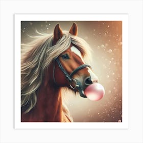 Horse Blowing Bubble Gum Art Print