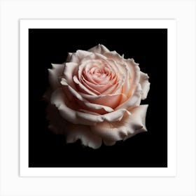 Pink Rose On Black Background Art Print