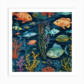 Fishes And Corals Art Print