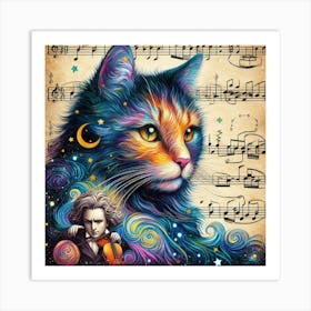 Beethoven Cat Art Print