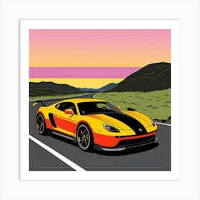 Racing Car Precision-Engineered Sports Car with Stripes Art Print