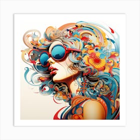 Colorful Girl In Sunglasses 1 Art Print