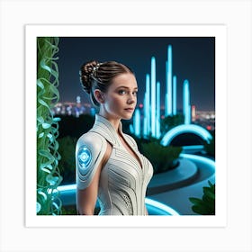 Girl In A Futuristic Dress Art Print