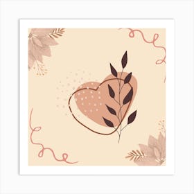 Heart With Leaves Art Print