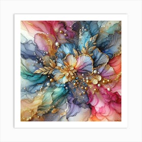 Vibrant Gold Dust Flower Design Art Print