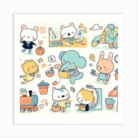 Kawaii Doodles Art Print