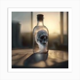 Skull In A Bottle Art Print