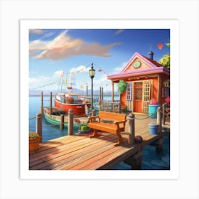 Boat On The Dock Art Print