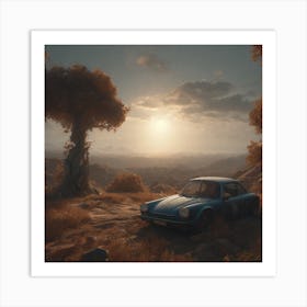 Car In The Desert Art Print