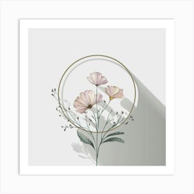 Watercolor Flowers In A Circle Art Print