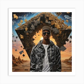 Man In Front Of A Puzzle Art Print