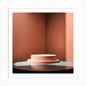 Round Table In A Pink Room Art Print