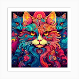 Psychedelic Cat Portrait Art Print