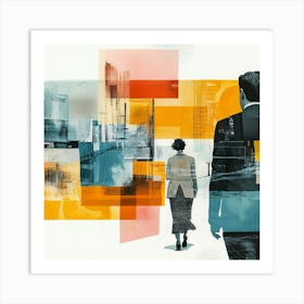 Man And Woman Walking Down The Street Art Print