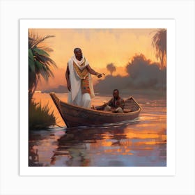 Egyptian Man In Boat 1 Art Print