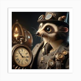 Steampunk Raccoon Art Print