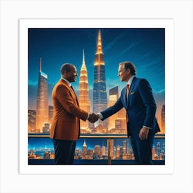 Two Men Shaking Hands Art Print