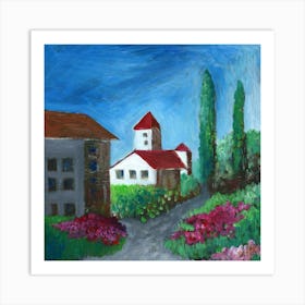 Italian Mood - Anton Maliar painting square Italy architecture house nature impressionism Art Print