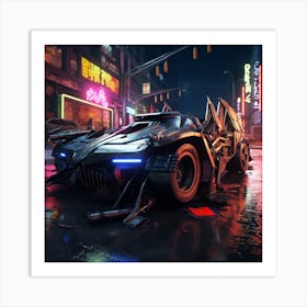 Igiracer Painting 3d Batman Next To Batmobile In Apocalyptic Ne 2f5bfceb 7f56 4d18 819e 308a2ee9af87 Art Print