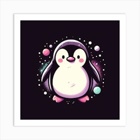 Penguin In Space Art Print