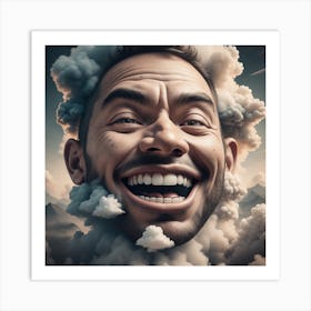 Portrait Of A Man In Clouds Art Print