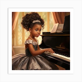 Little Black Girl Playing Piano 1 Art Print