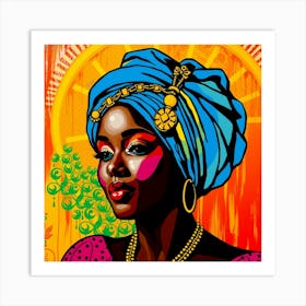 African Woman In Turban Art Print