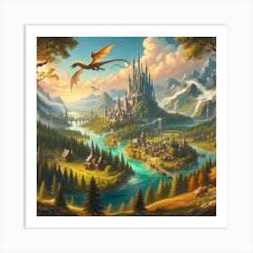 Dragons In The Forest 1 Art Print