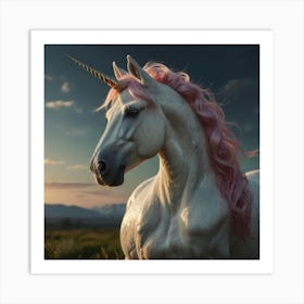 Unicorn With Pink Mane Art Print