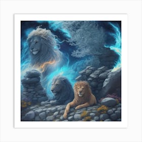 Lions Of The Night Art Print