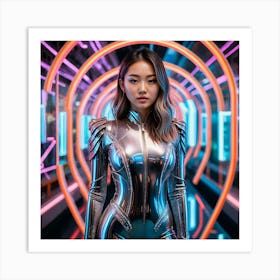 Futuristic Woman In Futuristic Suit 4 Art Print