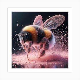 Bee With Pink Powder Art Print