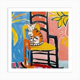 Cat On A Rocking Chair Art Print