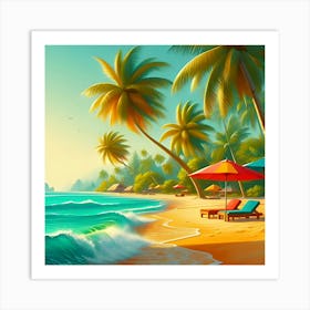 Palm Trees As Part Of A Landscape At A Beach Front Art Print