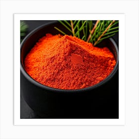 Red Chili Powder On Black Background Art Print