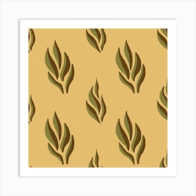 Seamless Pattern of Retro Leaves Art Print