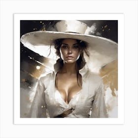 Woman In A White Hat 1 Art Print