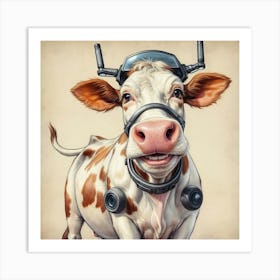 Cow With Goggles Art Print